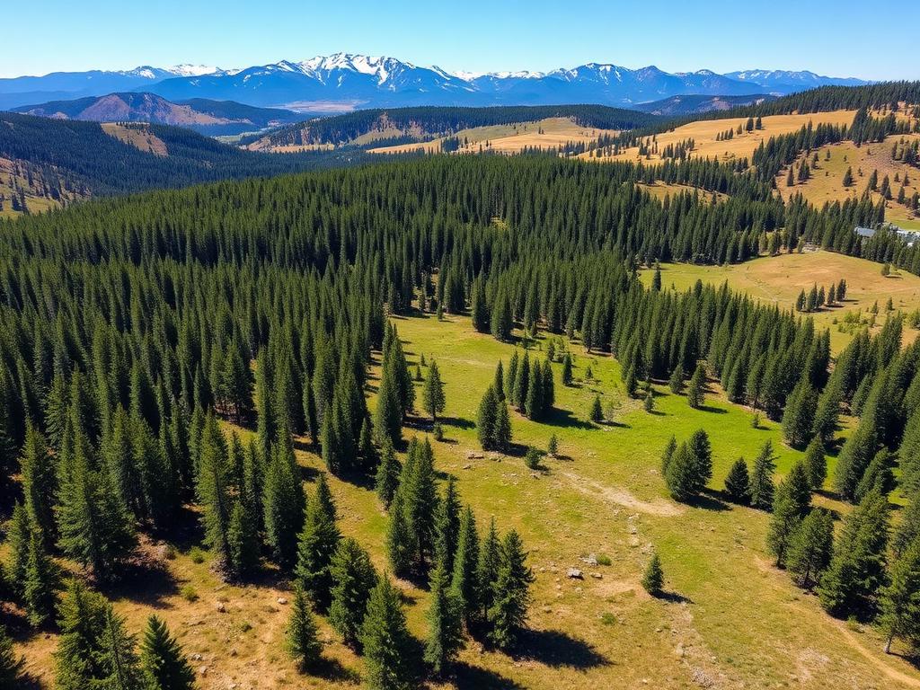 Aerial view of Mountain Meadow 10-Acre Retreat in Costilla County, CO